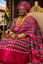 Load image into Gallery viewer, Royal Fuchsia &amp; Green Handwoven Kente (A)
