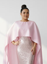 Load image into Gallery viewer, Bridal Satin Caped Brocade Evening Gown
