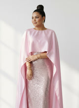 Load image into Gallery viewer, Bridal Satin Caped Brocade Evening Gown
