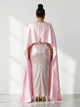 Load image into Gallery viewer, Bridal Satin Caped Brocade Evening Gown
